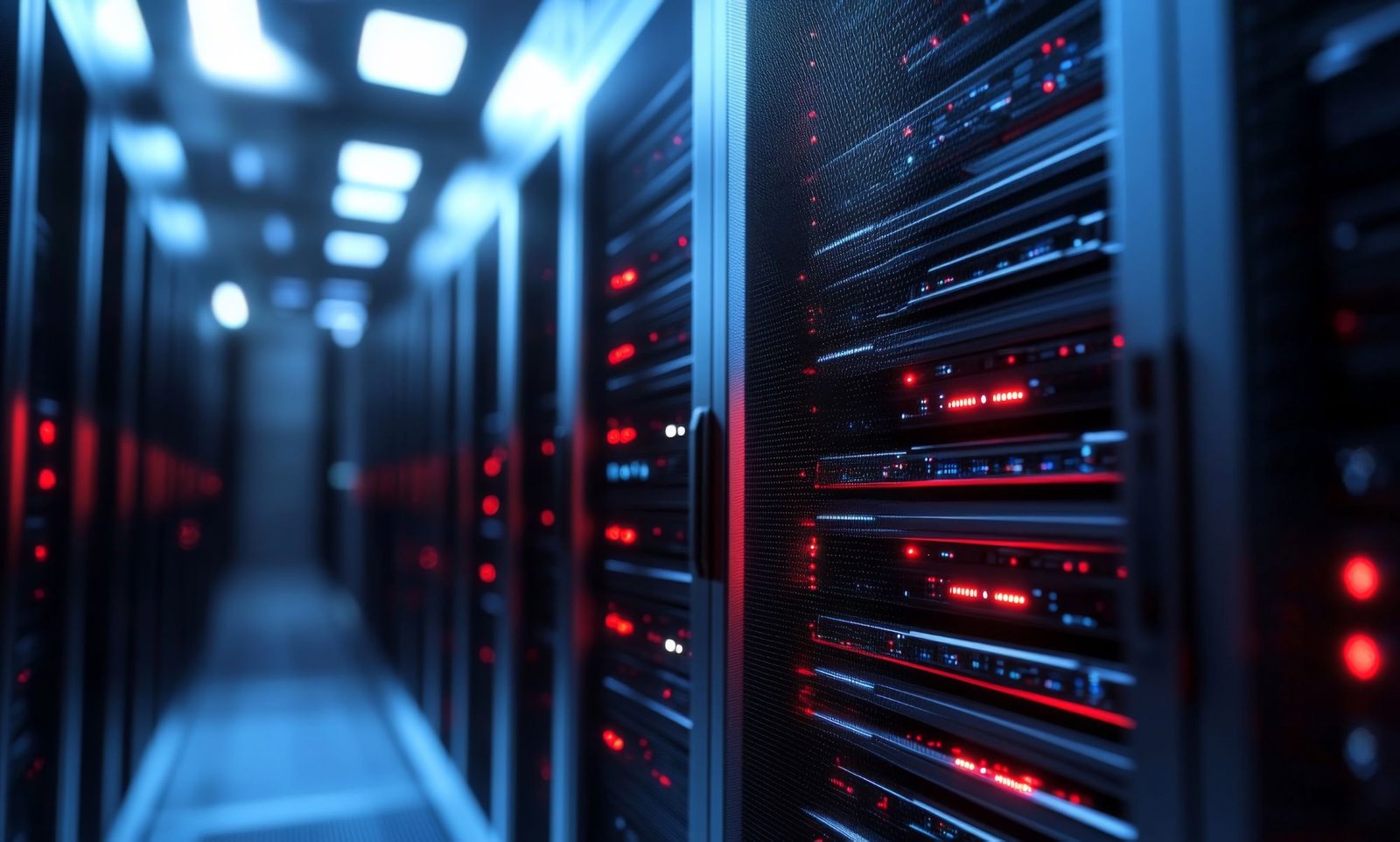 Corredor de data center com servidores